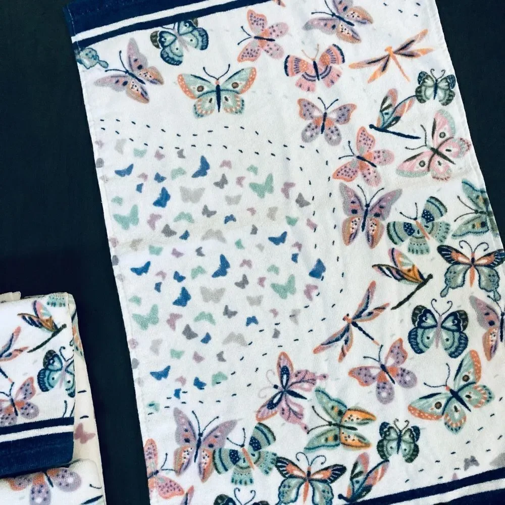 Butterfly Dragonfly 2-pc Bathroom Hand Towel Set
